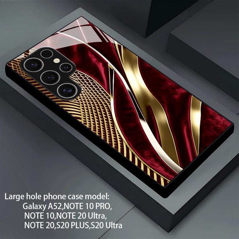 Rote Gold Samt texturierte Kunst gehärtetes Glas Handyhülle geeignet für Samsung GalaxyS26 S25 S24 S22 S21 S20FE/Ultra/Plus Anti-Drop