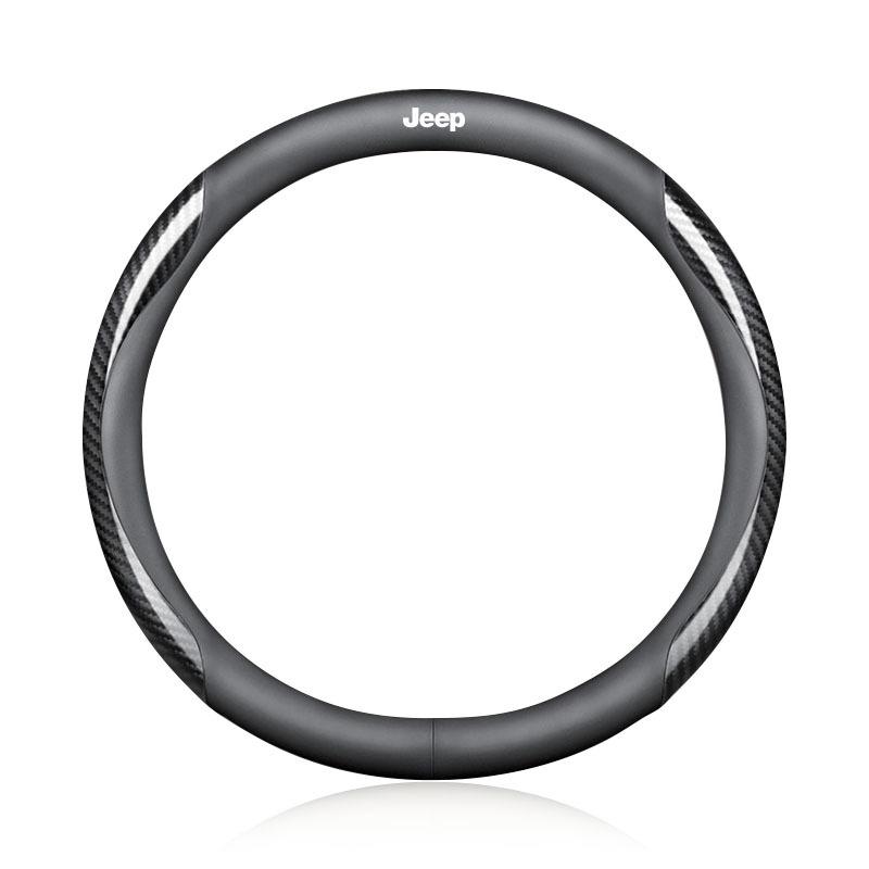 Skórzany Pokrowiec na Kierownicę Samochodową z Włókna Węglowego Akcesoria Samochodowe Dla Jeep renegade grand cherokee xj wrangler jl patriot compass
