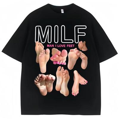 Mann Ich Liebe Füße Grafik T-Shirt Herren Damen Lustiges Meme Tee 2026 Neu Sommer Schweres Übergroßes Vintage Unisex Baumwoll-T-Shirt