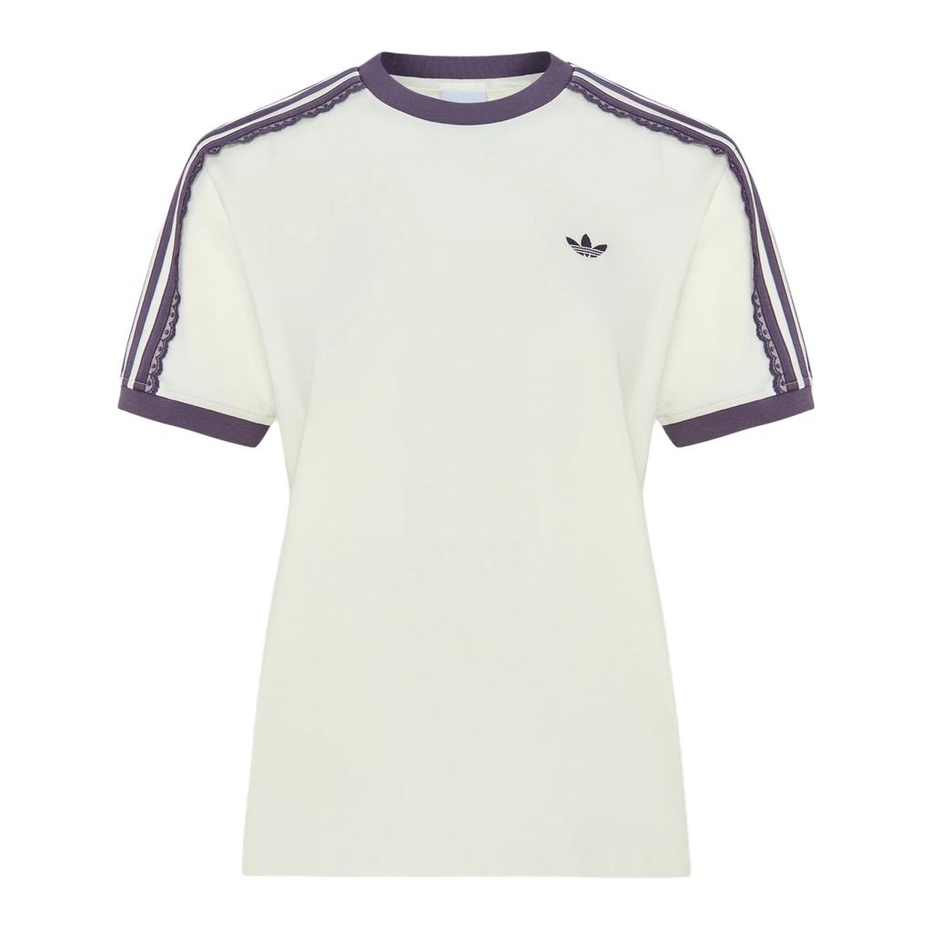 Adidas Originals Cali T-Shirt With Elegant Lace Trim Casual Sports Short Sleeve Women Tops LF2332
