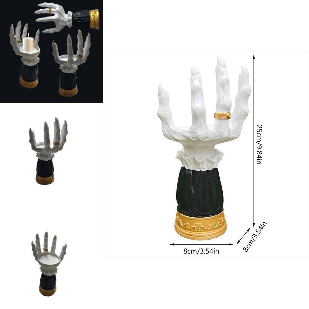 White Witch's Hand Pedestal Single Wick Candle Holder For Halloween