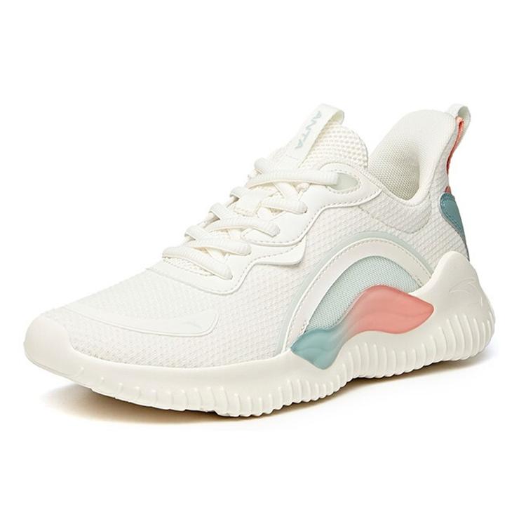 New Anta Running Collection Cushioning Anti Slip And Wear Resistant Low Top Running Shoes Women's White Cyan 922045533-4