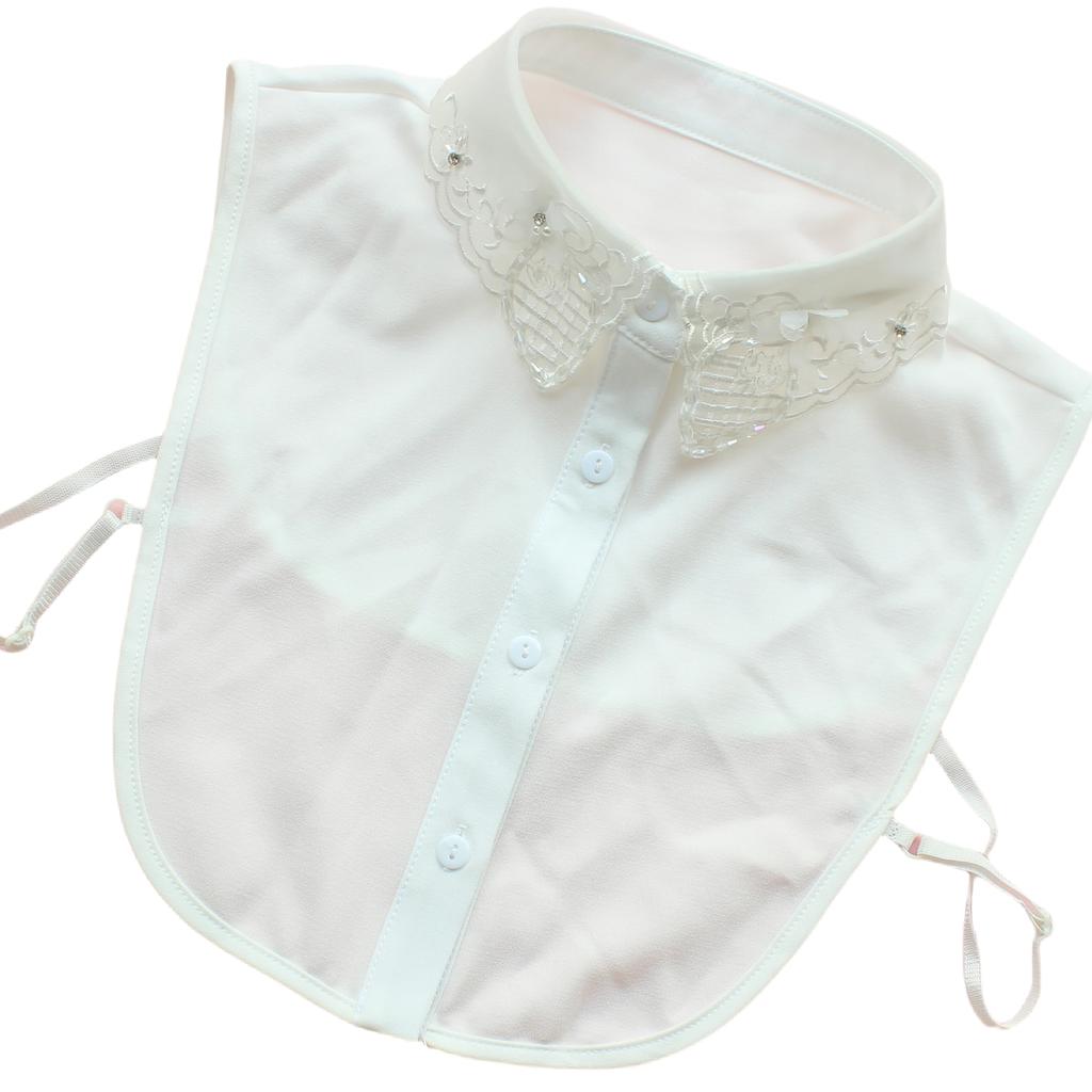 1 Stück falscher Kragen mit Blumenmustern, Perlenstickerei, Pailletten und gewellten Kanten, ein glänzender dekorativer Hemdkragen, der a