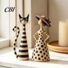Unique Gifts for Cat Lovers 2Pcs Vintage Lady And Sculptures Set, Resin Striped Figurine, Retro Elegant Desktop Decorations Statue with Polka