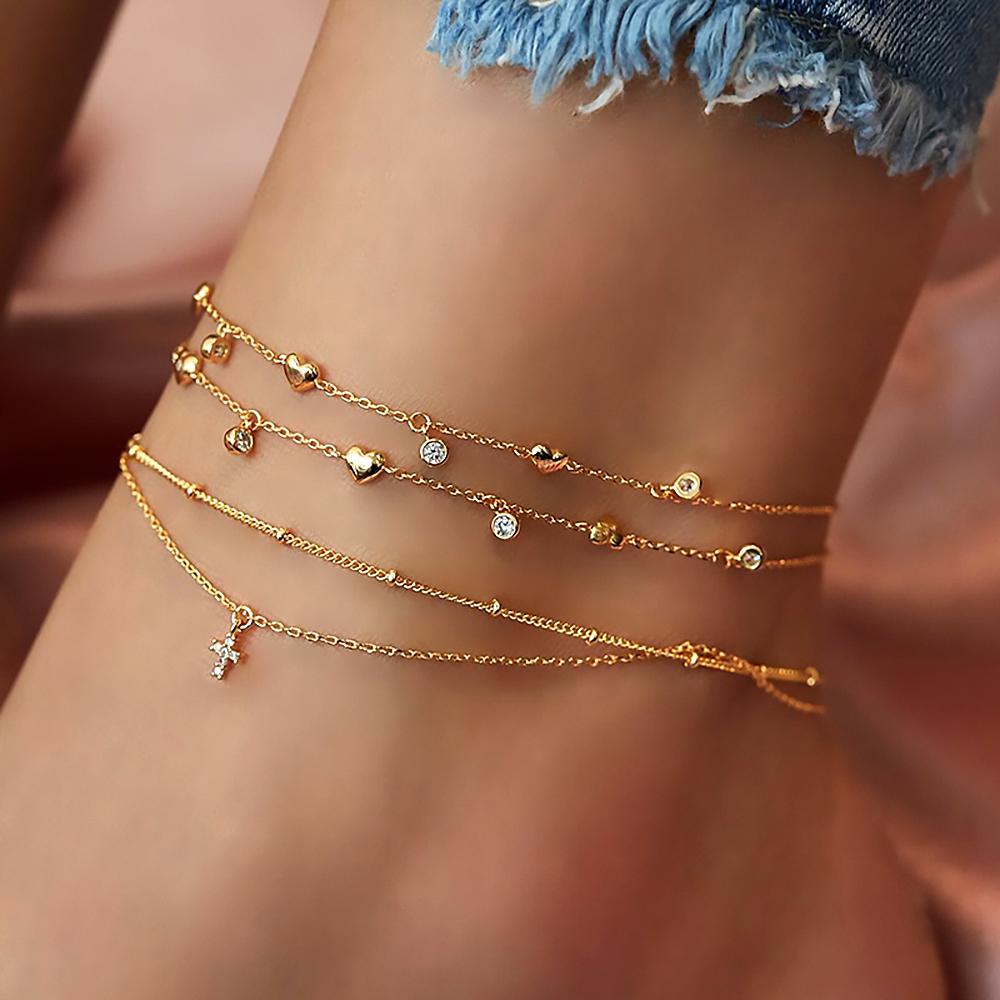 Bohemian Charm Anklet Set For Women Star Moon Ankle Bracelet On Leg Foot Chain Female Beach Jewelry