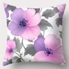 4Pcs Set, Sofa Pillow Case, Pink And Purple Floral Print Pillow Case, 45X45Cm Single-Sided Print, Home Decoration