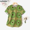 VONDA Summer Women Short Sleeve Print Casual Loose T-shirts Tops