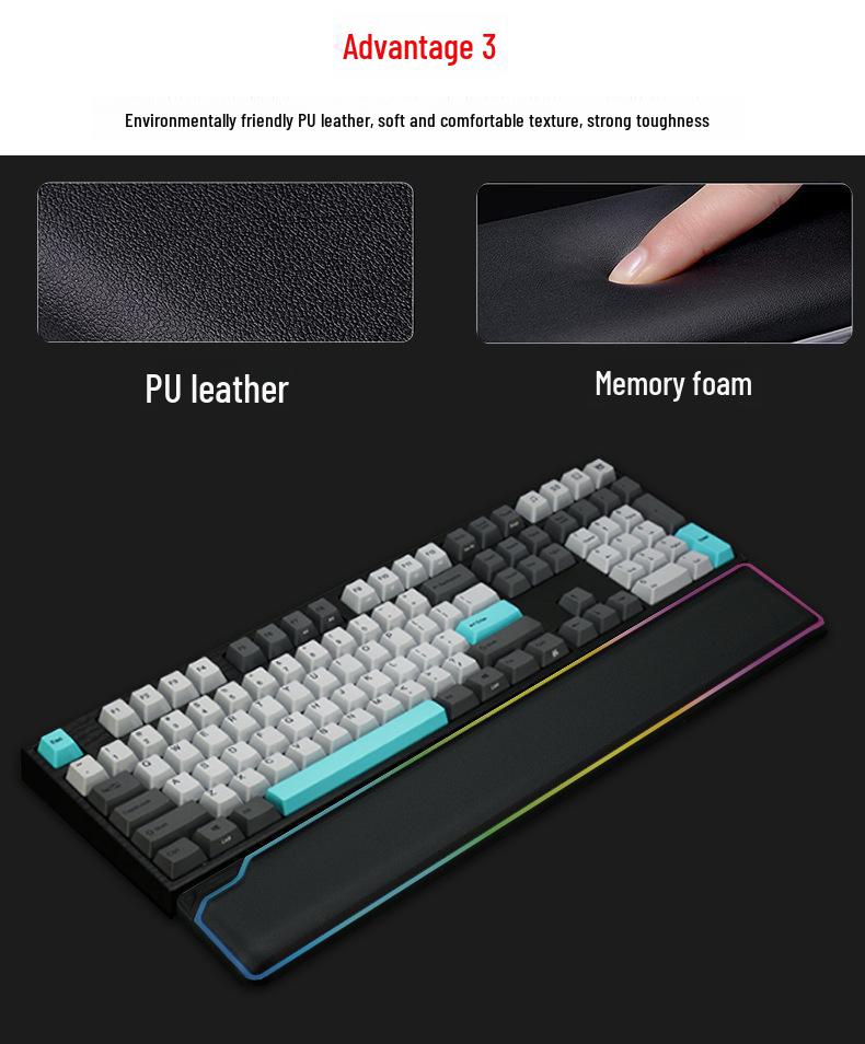New Luminous Gaming Keyboard with Memory Foam Wrist Support and Slow Rebound.