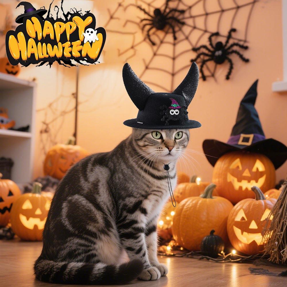 1pc Halloween Horn Hat for Small Dogs Cats Adjustable Party Costume with Funny Devil Horns Cute Pet Cosplay for Halloween Party