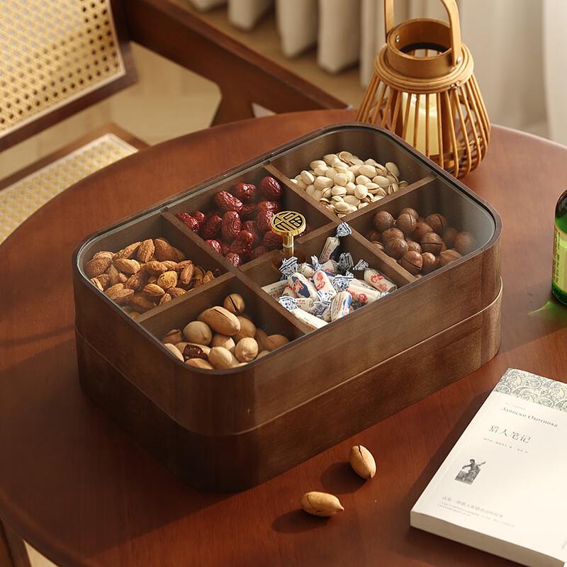 Wooden Snack Serving Box with Tempered Glass
