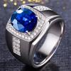 Men's Square Crystal Zircon Water Diamond Inlaid Ring Jewelry Gift