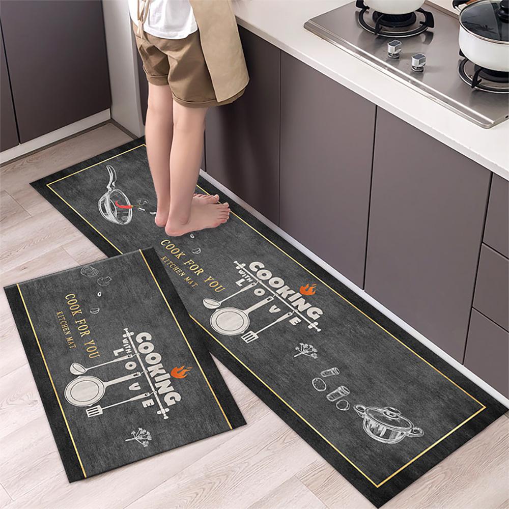 Polyster Waterproof Oilproof Kitchen Mat Printed Antislip Bath Mat Soft Bedroom Floor Mat Living Room Carpet Doormat Kitchen Rug