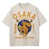 Cotton Vintage Washed Osaka Dotonbori Drunken Octopus T Shirt Hot Fashion Men Takoyaki Oversize Loose Acid Wash Tees Shirts