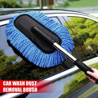 Car Cleaning Brush 33-Inch Retractable Car Duster Stainless Steel Telescopic Pole Scratch-Free Microfiber Car Brush for Trucks SUVs