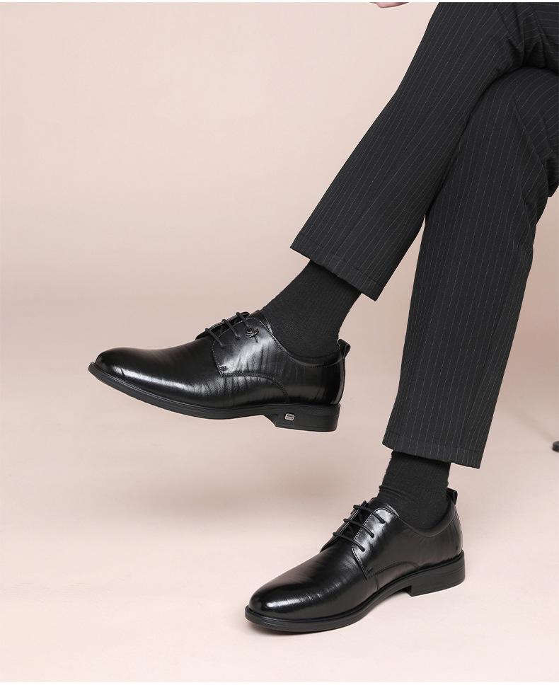 Red Dragonfly Men's Genuine Leather Business Formal Shoes - Comfortable Autumn/Winter Wedding Cowhide Shoes