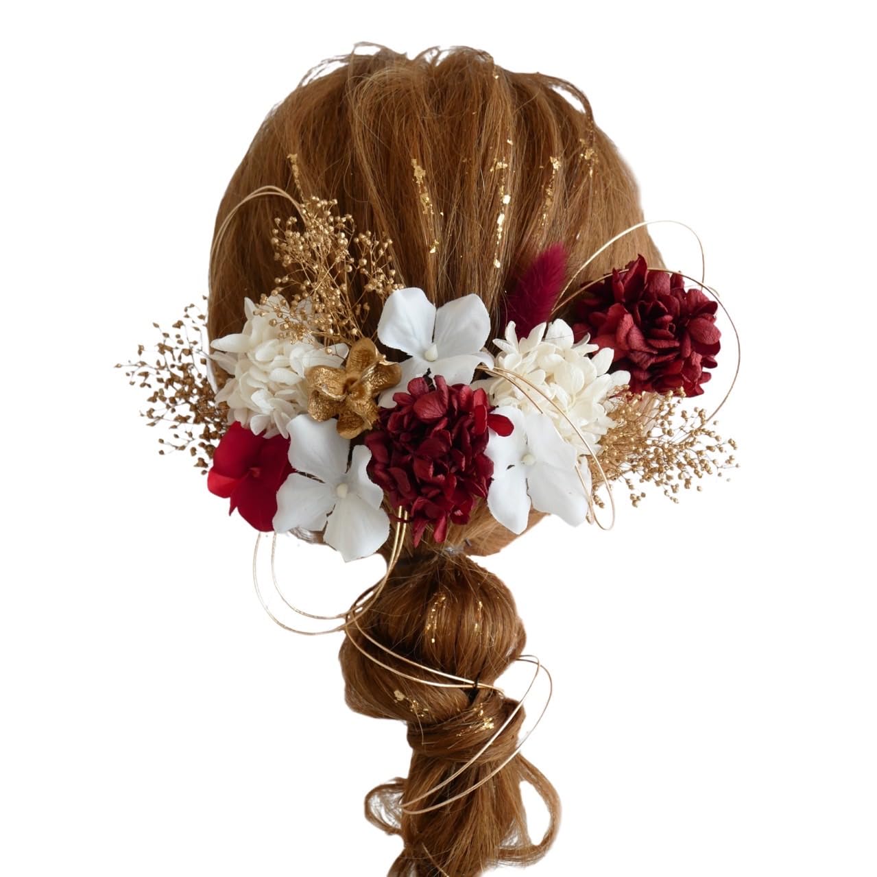 

Ornament Specialty Shop Hair Ornament for Dried Flower Small Flower Hair Ornament with Gold Leaf [Hair Bria] Coming-of-Age Ceremonies, Weddings,