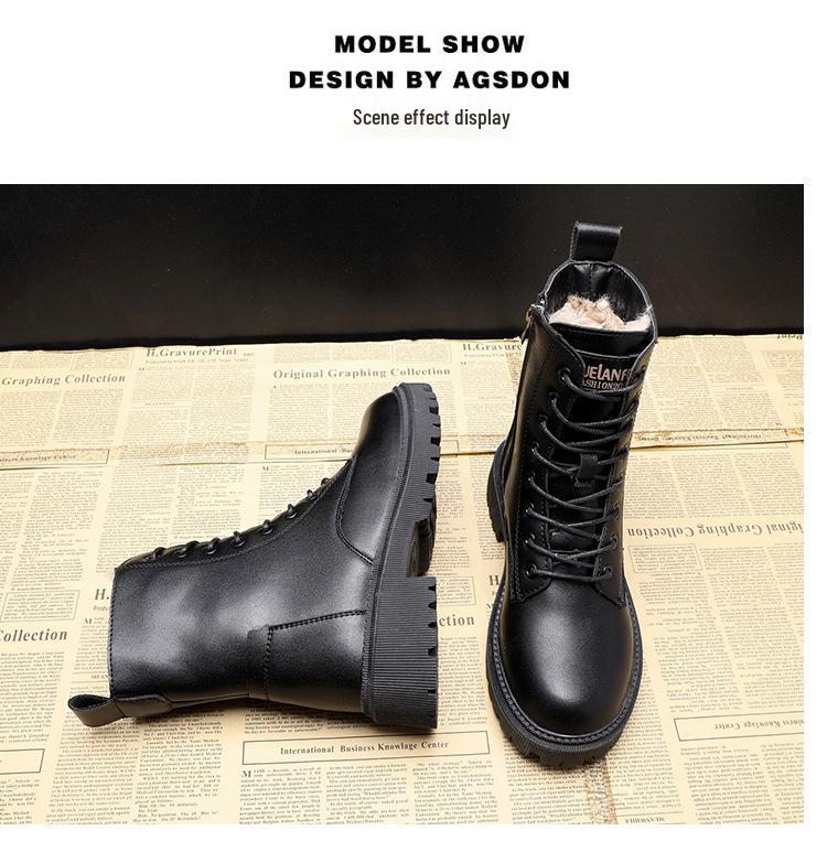 Women's British Style Round Toe Martin Boots - Autumn/Winter 2024, Thick Sole with Plus Velvet, Short Boots for Female Students