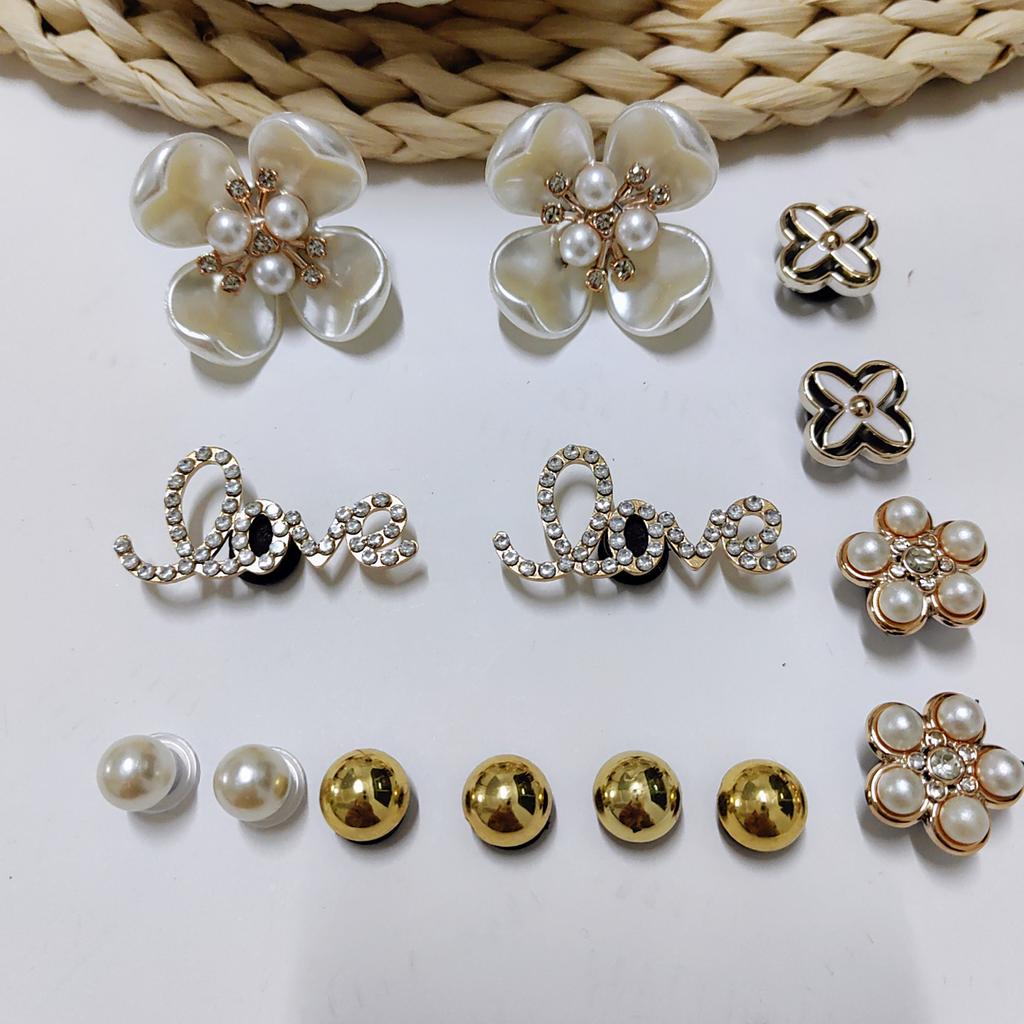 New hole shoes decoration DIY removable four-leaf flower love letter brand pearl shoe buckle accessories shoe flower