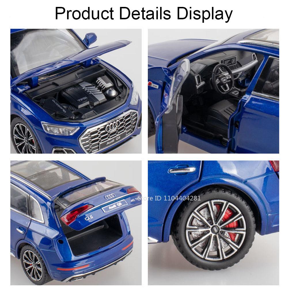 1:24 Q5 Rs7 Alloy Car Diecast Model Toys Front Wheel Steering 6 Doors Opened Sound Light Pull Back For Boyfriend's Birthday Gift