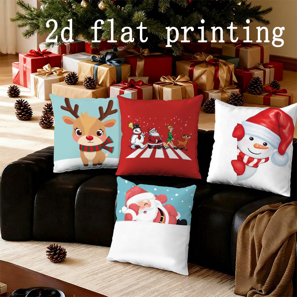 Home Decor Christmas Cartoon Pattern Cushion Suitable For Sofa Bedroom Car Pillow Cover Cushion Rectangular Back Cushion