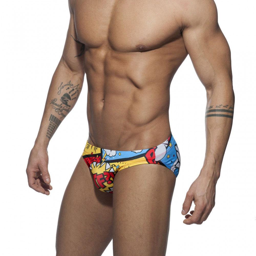 UXH Men's Cartoon Print Triangle Swim Trunks - Trendy and Fun Beachwear