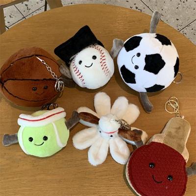 Multisport Plush Doll Pendant: Basketball, Football, Volleyball, Badminton, Rugby, Baseball, Tennis