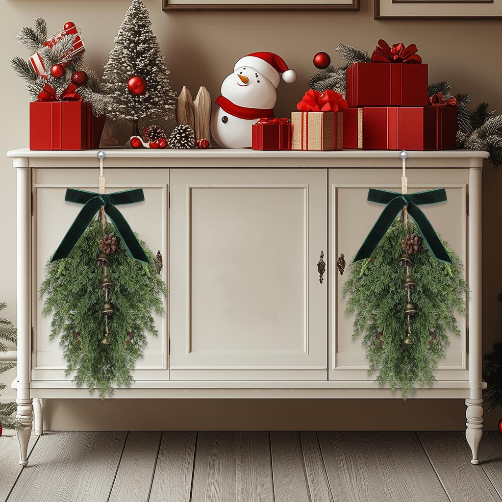 2pc50cm Simulated Soft-Glue Norfolk Needle Wall Hanging Christmas Tree Upside Down Vine Green Plant Holiday Decoration