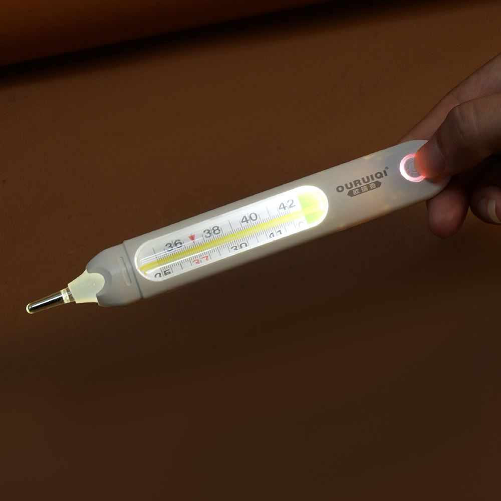 Intelligent Timing Thermometer Protective Cover Enlarge Scale Timer alert Anti Drop Thermometer Case Leak-proof LED Light