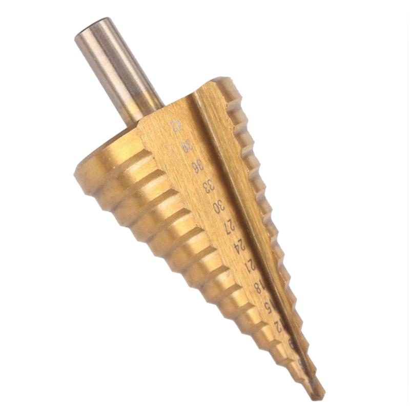 

A96I-HSS Step Cone Drill Bit - 4-42Mm 14 Sizes Round Shank Hole Cutter Tool High Speed Steel