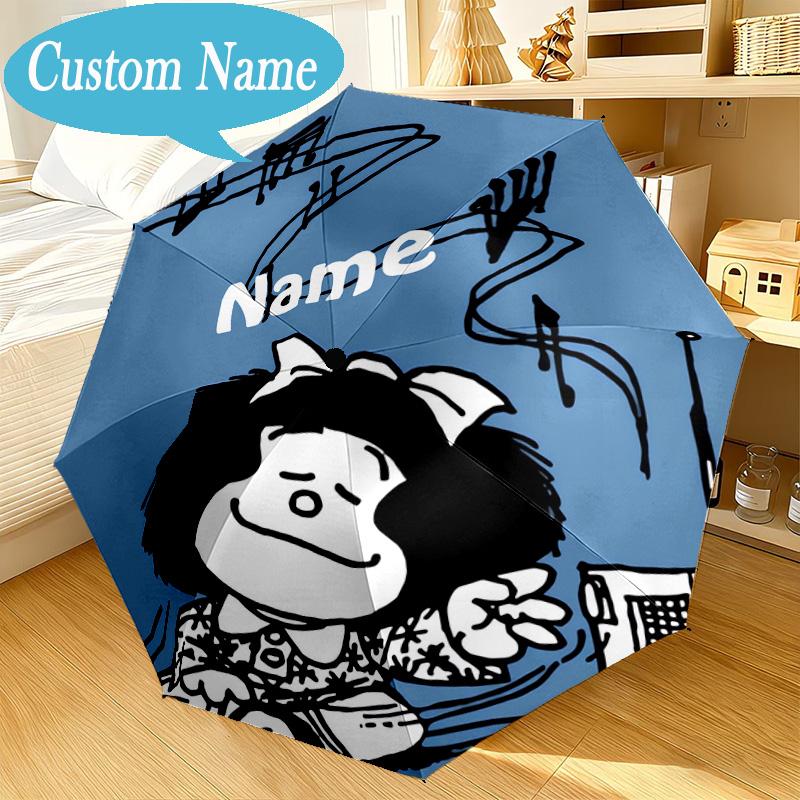 Custom Name Umbrella Mafalda's Portrait Umbrella 8-Frame for Travel, Camping, Casual Lightweight Portable, Essential for Family Gifts