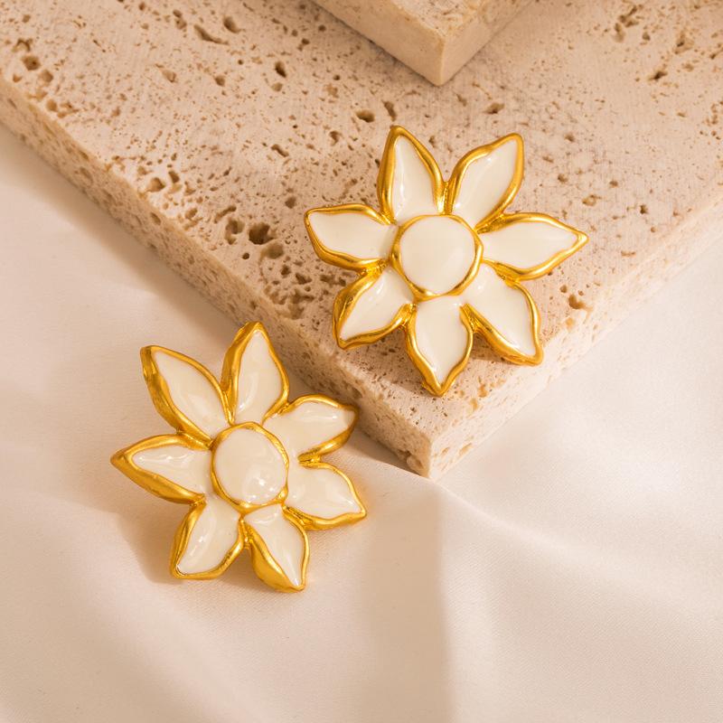 Damen-Ohrringe, einfache Legierung, Öltropfen, Blumen-Ohrringe, fortgeschrittene Party-Ohrstecker