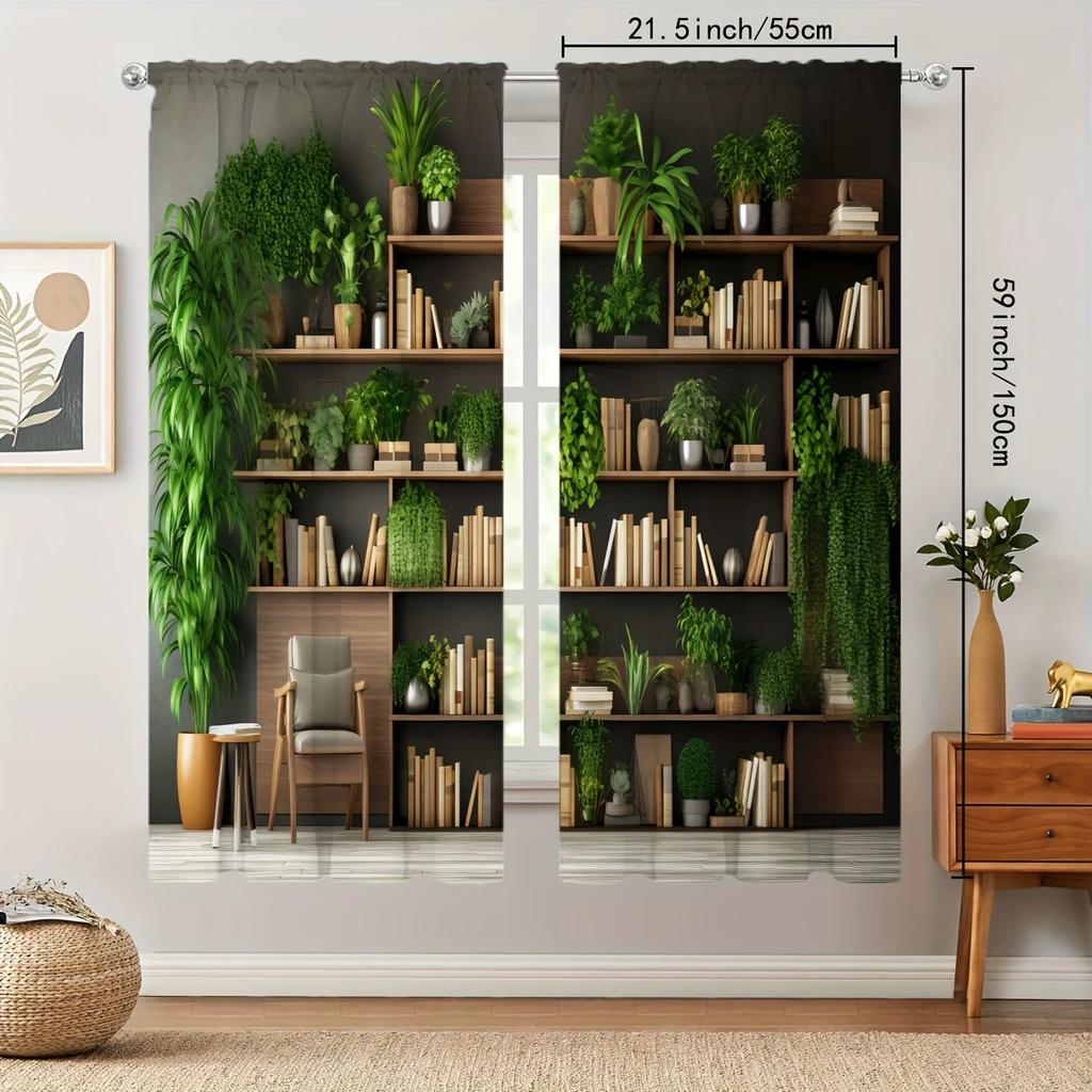 Bücherregal-Topfpflanzen - bedruckte Vorhänge, Heimdekoration, Raumdekoration