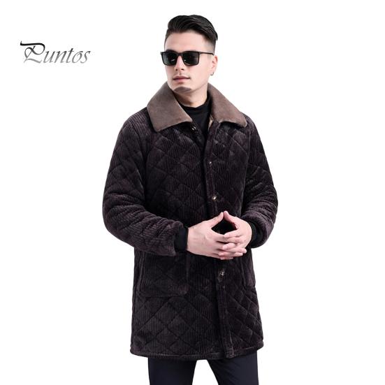 

Мужское пальто с лацканами, длинный рукав, однобортная куртка с карманами, однотонная зимняя куртка с утолщенной бархатной подкладкой S кофейный