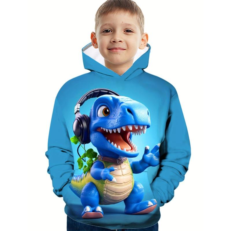 

Толстовка с капюшоном и принтом динозавра для мальчиков, модная детская толстовка с длинным рукавом для мальчиков, осенняя одежда для детей 160CM