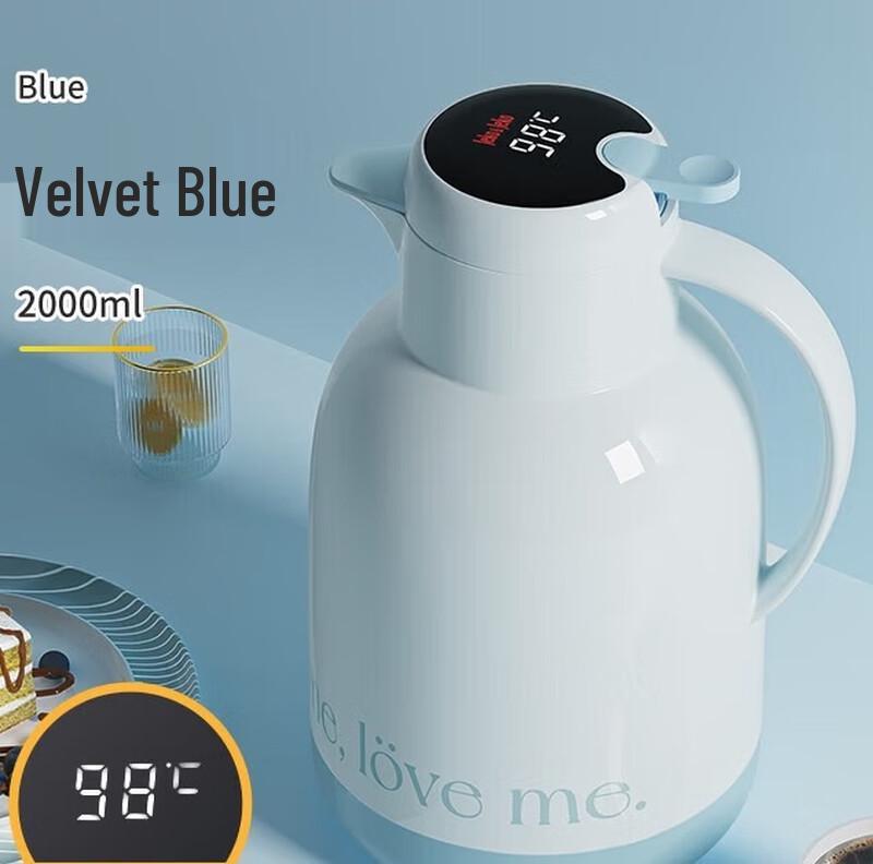 JEKO&JEKO 2L Smart Digital Display Glass Liner Vacuum Flask