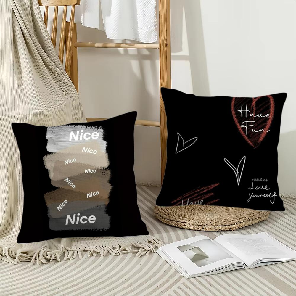 Black And White Series Cushion Cover Short Plush Double-Sided Printing Home Machine Washable In Warm Winter Pillow Cover