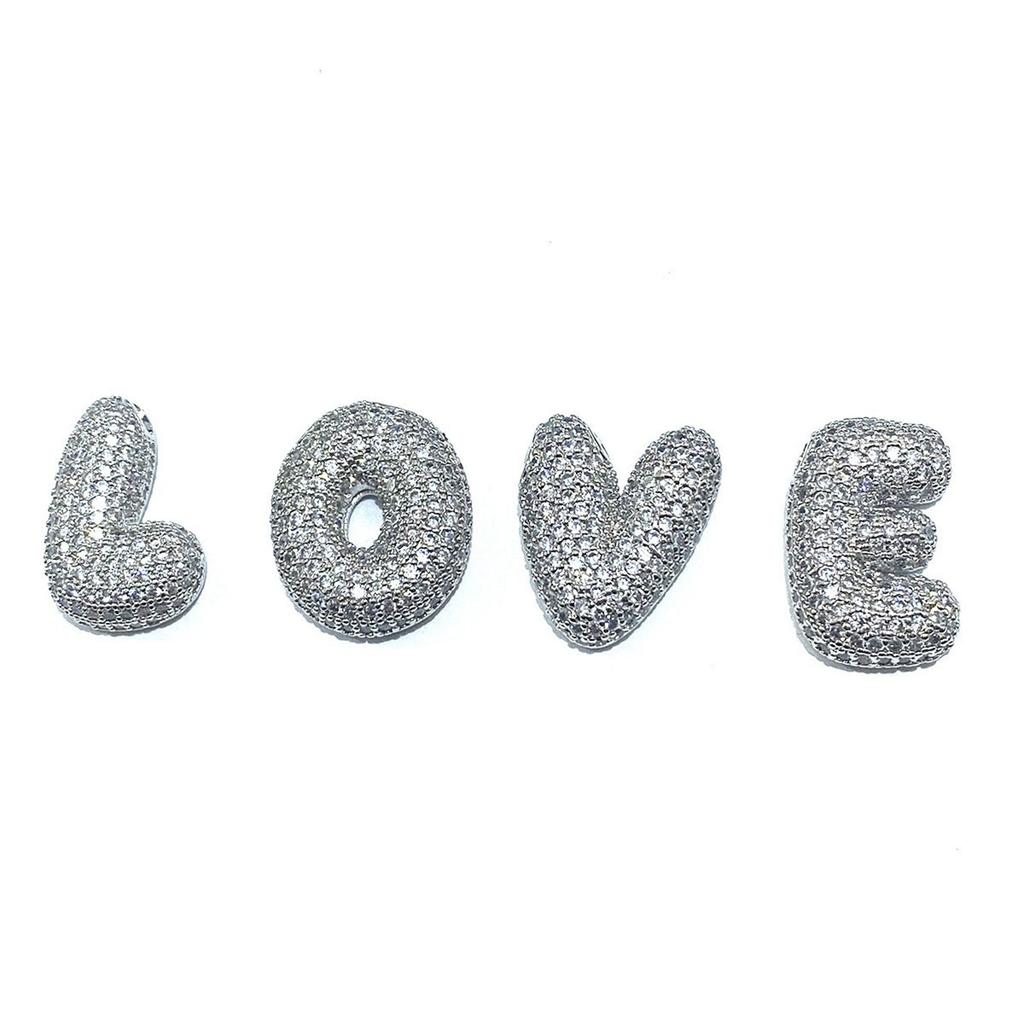 Cz Zircon Fat Initial A-Z Letters Balloon Bubble Pendant Necklace For Women Men Stainless Steel Box Chain Hip Hop Iced Jewelry