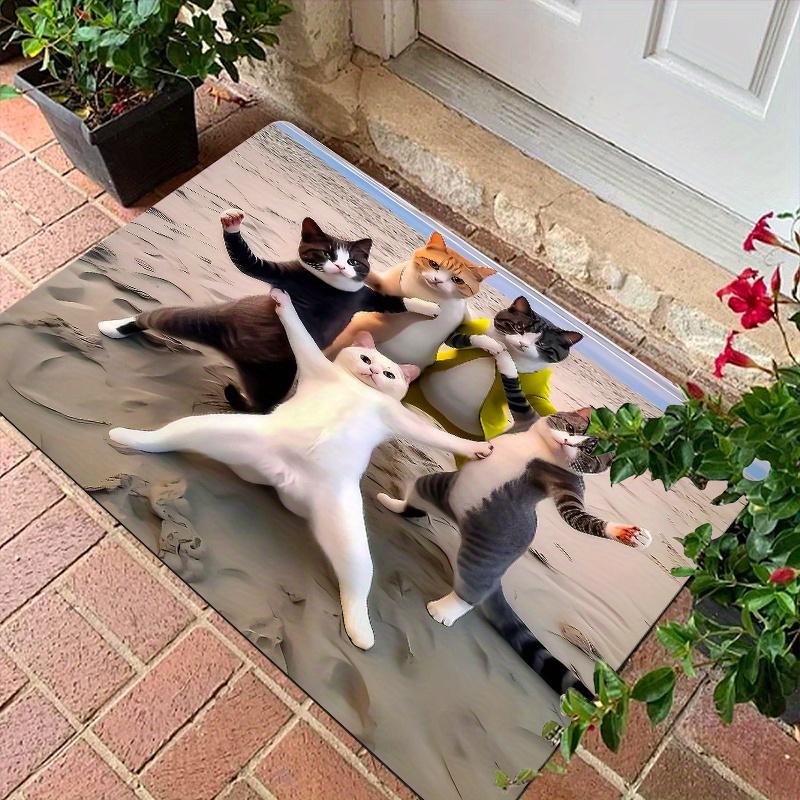 1Pcs Anti Fatigue Kitchen Rugs,Abstract Art Cat Print Waterproof Non-Slip Thick Cushioned Kitchen Mat Heavy Duty Comfort Standing Mat for Kitchen KTY