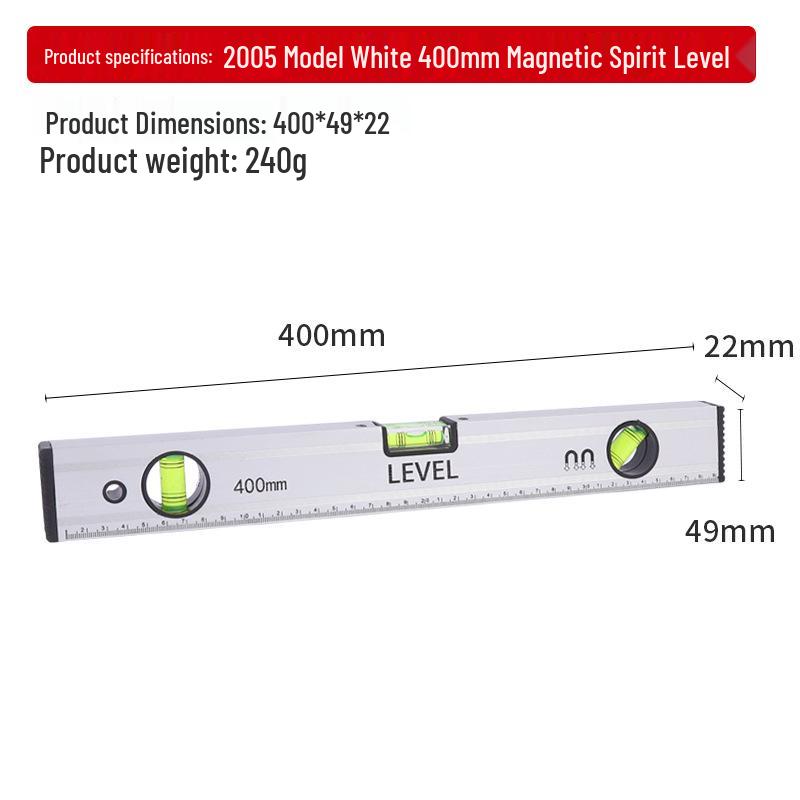 High-Precision Magnetic Spirit Level - Cast Aluminum, Strong Magnet, Multiple Specifications, Professional Measuring Tool for Home Use.