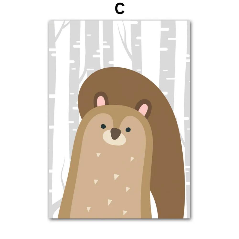 Jungle Animals Bear Squirrel Raccoon Fox Rabbit Wall Art Canvas Painting Nordic Posters And Prints Wall Pictures Kids Room Decor