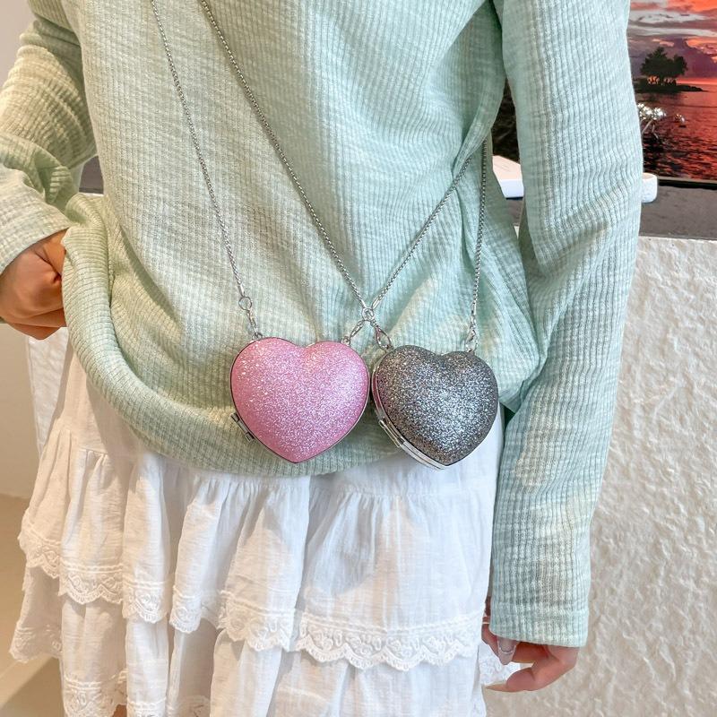 Summer new fashion chain messenger bag portable shoulder heart bag diamond-encrusted metal diagonal span bag