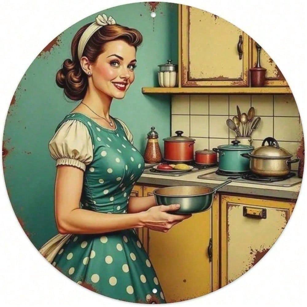 Vintage Round Tin Sign 8x8 Inch Retro Metal Art for Cafe Garden Bar Weatherproof Wall Decor