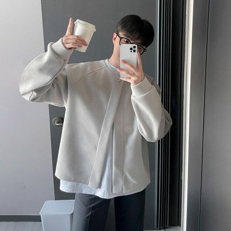 Woolen Jacket Men's Autumn New Korean Style Loose Casual Short Coat Cardigan Top
