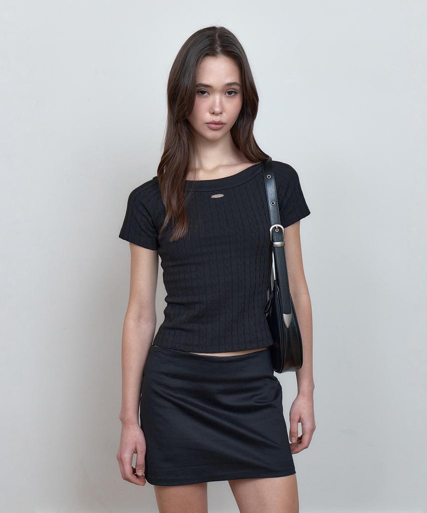Kyuliti C Cable Boat-Neck T-Shirt_Black