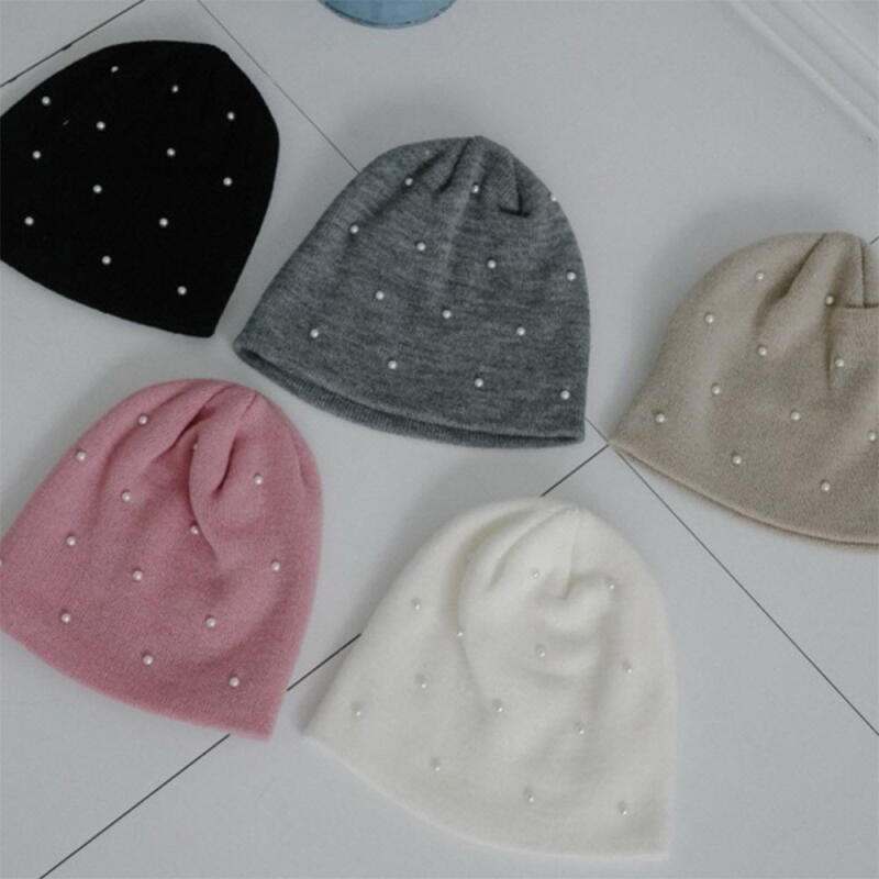 Women s Point Sweater Pearl Six-Sided Beanie C8094_Pink