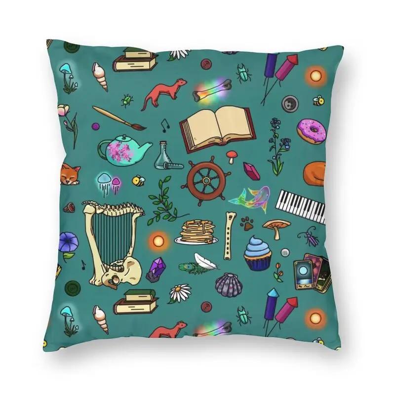 halloween witch crow square pillowcase decoration gothic mystery magic  cushion sofa car   kama casal