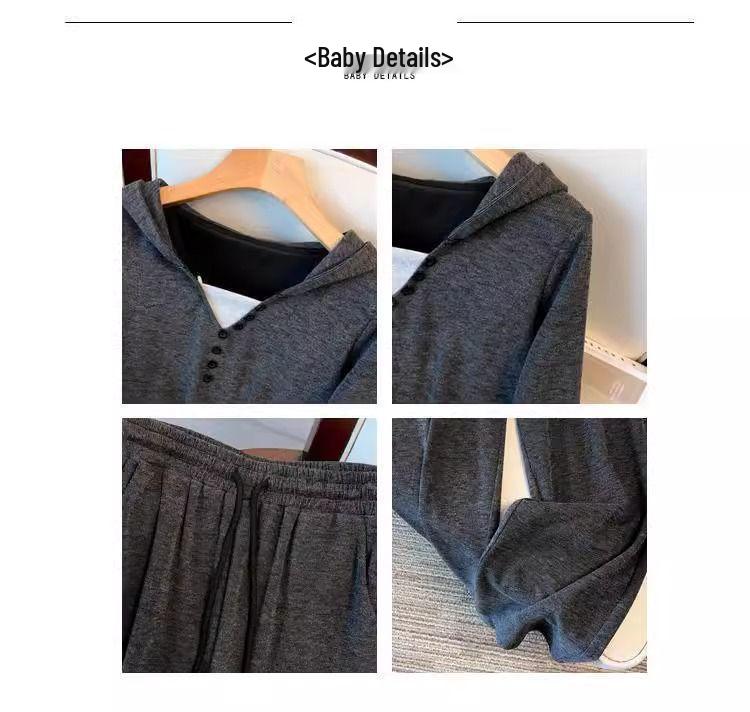 Women's Plus Size Hooded Top & Wide Leg Pants Set - Casual, Slimming, Stylish Two-Piece