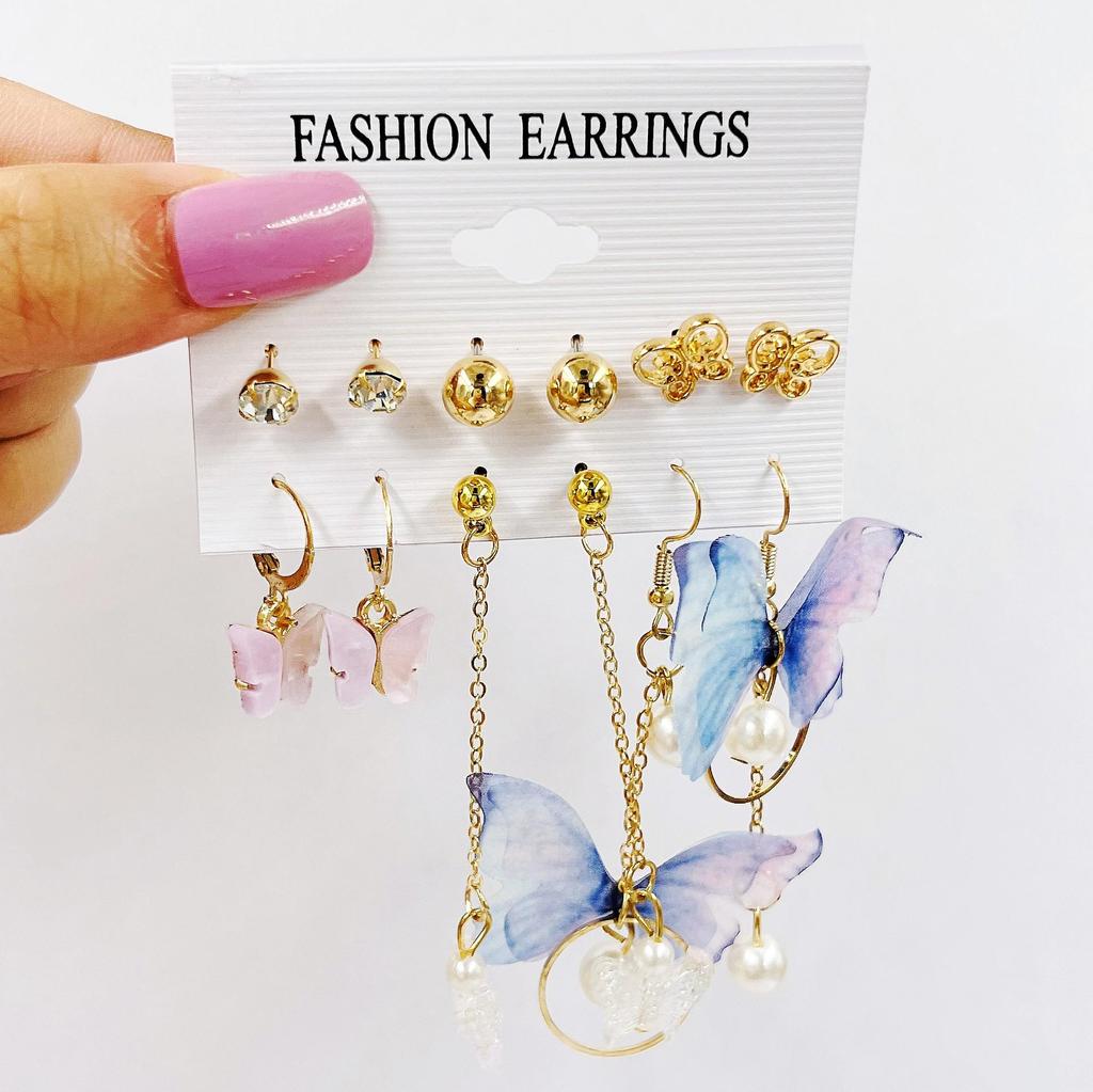 XP17 Gold Geometric Pearl Hoop Earring Set