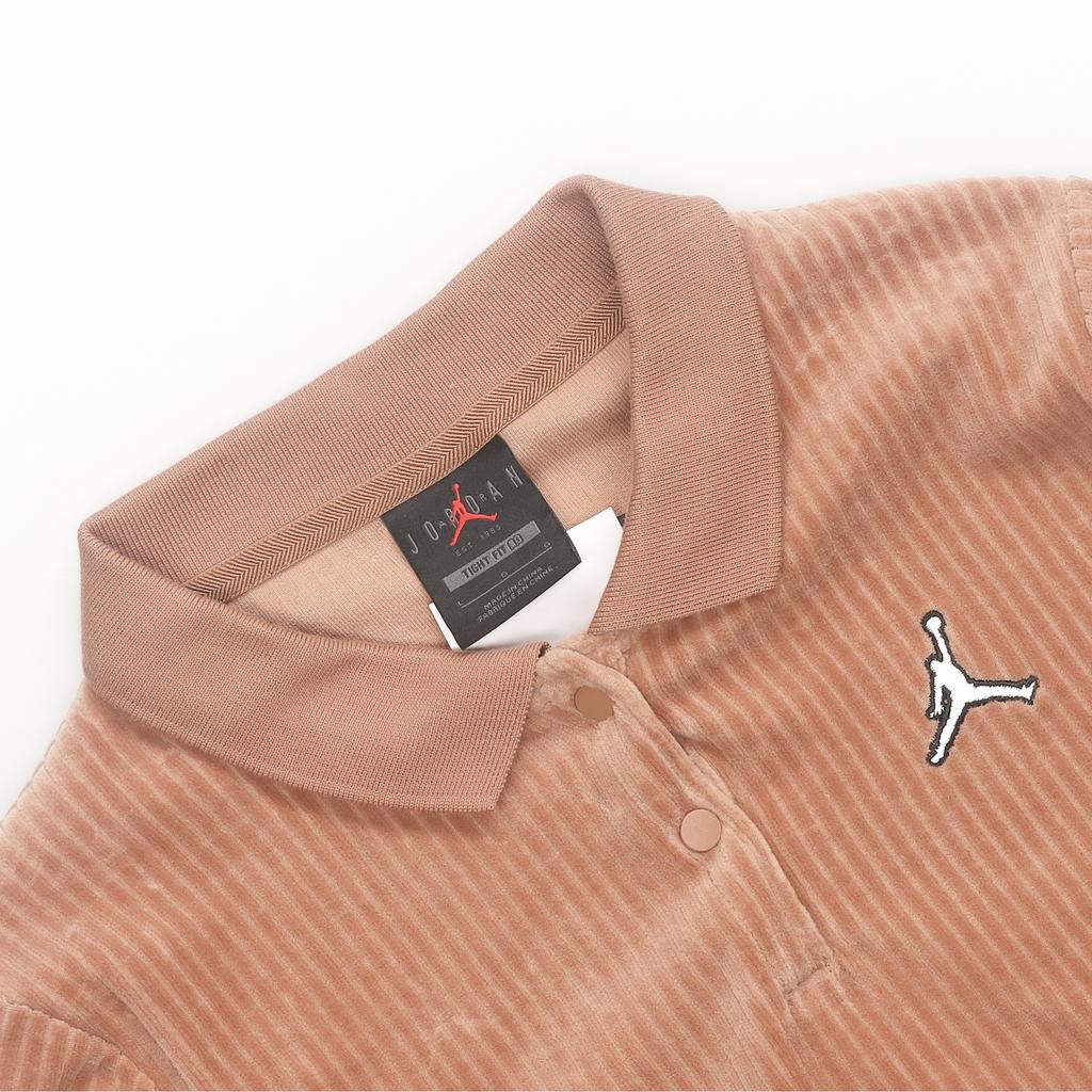 Jordan Cropped Corduroy Long-Sleeve Lounge Top With Logo Women Tops Pure-White Clay-Yellow DV1401-215