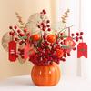 Luxurious Chinese-Style Pomegranate Fruit Arrangement: Faux Red Berries & Flowers for Living Room or Restaurant Decor
